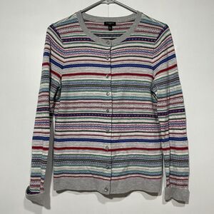 Talbots Button Up Cardigan Womens Medium Lambswool Luxury Timeless Boho Nautical